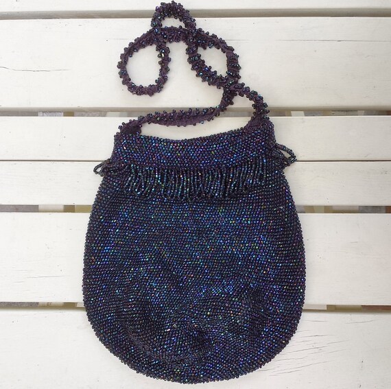 1920's vintage "flapper" beaded fringe 'bucket' pu