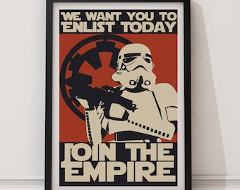 LARGE SIZE Star Wars Propaganda Poster / Join the Empire Poster / Storm Trooper Poster / Galactic Empire Propaganda / Storm Trooper Blaster
