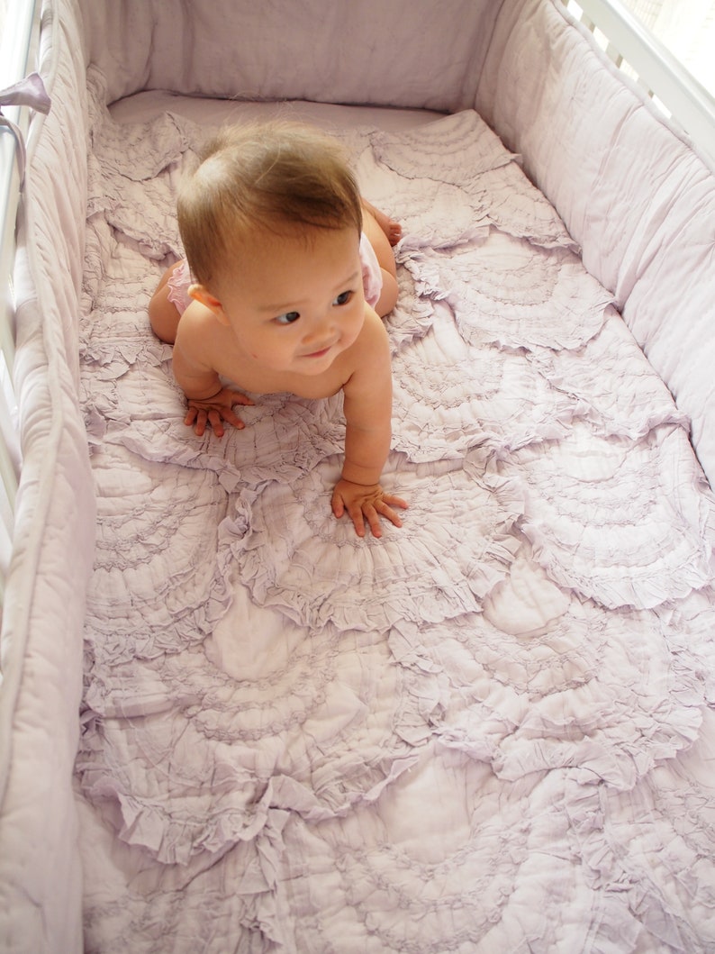 Ruffles Luxury Collection Quilt Baby Girl Lavender Ruffled Crib Bedding Free Personalization image 2