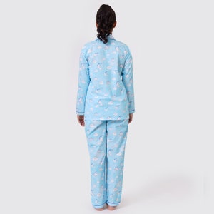Women Pajama Set Organic Celestial Blue Travel Luxury Nightwear PJs Clothing Personalized Pyjamas Women Sleepwear image 8