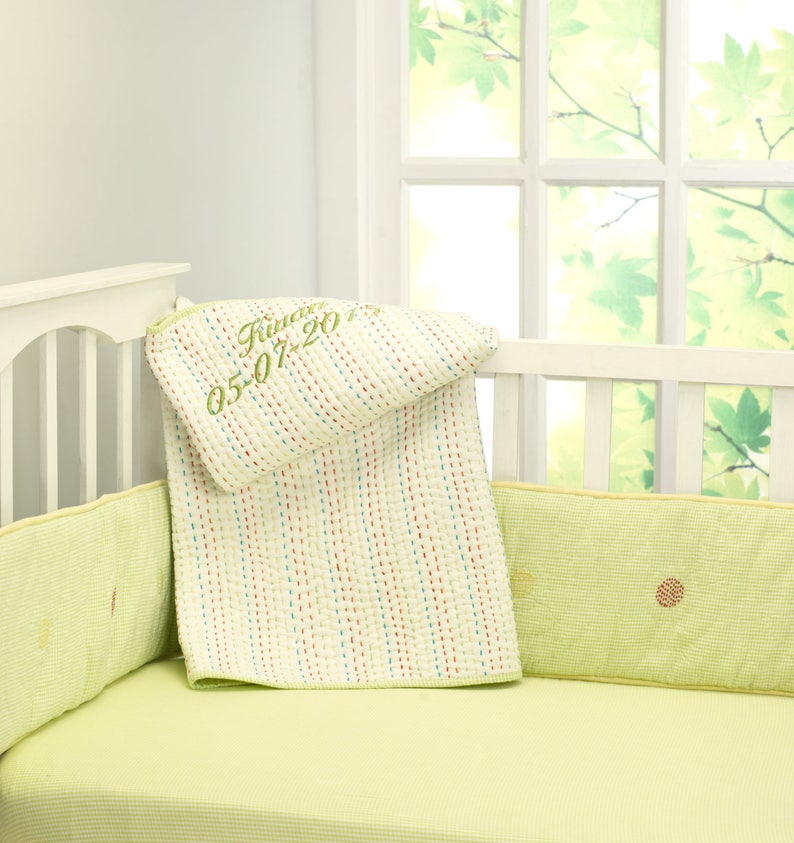 All Over Kantha Personalized Baby Bedding Set Gender Neutral Etsy