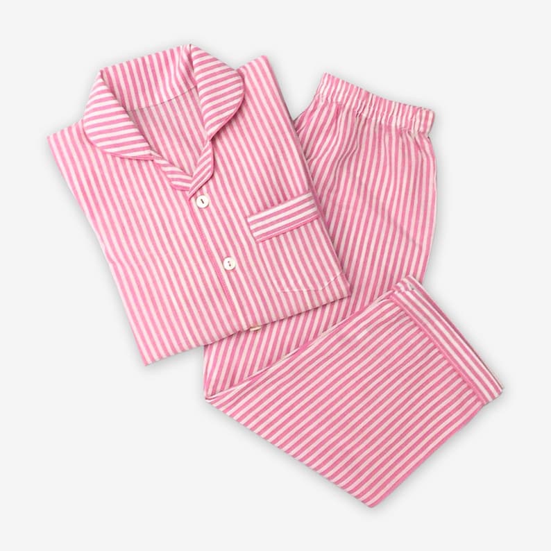 Women Pajama Set Classic Stripes Pink Luxury Nightwear PJs Clothing Personalized Pyjamas Women Sleepwear image 1