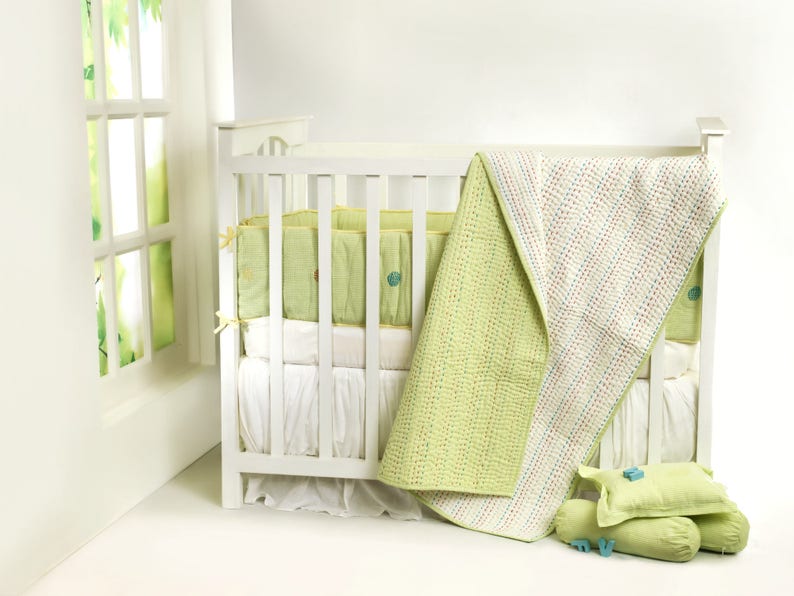 All Over Kantha Personalized Baby Bedding Set Gender Neutral Etsy