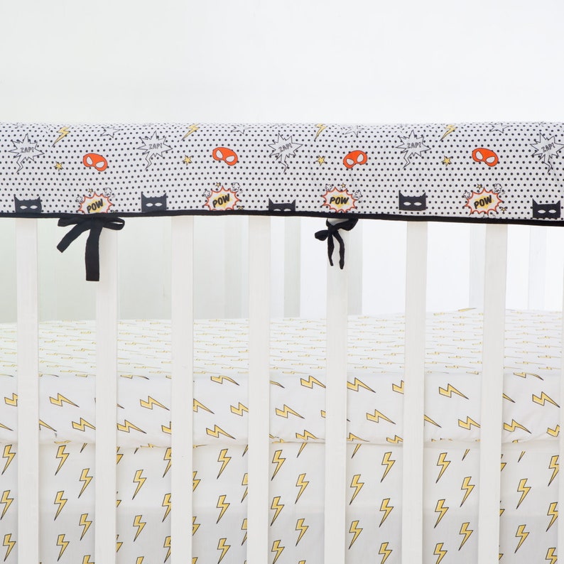 Organic Superhero Crib Reversible Rail Cover Guard Baby Boy Etsy