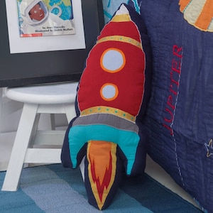 3..2..1..Blast Off Kids' Bedding Set Kid Room Decor Solar System Rocket Spaceship Kid Room Boy Bedding Free Personalization image 4