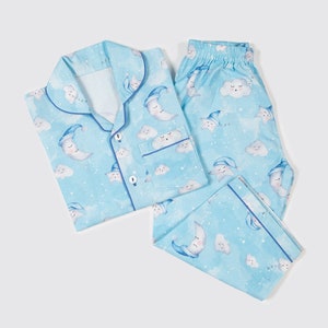 Women Pajama Set Organic Celestial Blue Travel Luxury Nightwear PJs Clothing Personalized Pyjamas Women Sleepwear image 3