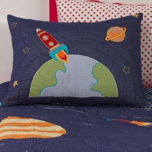 3..2..1..Blast Off Kids' Bedding Set Kid Room Decor Solar System Rocket Spaceship Kid Room Boy Bedding Free Personalization image 2