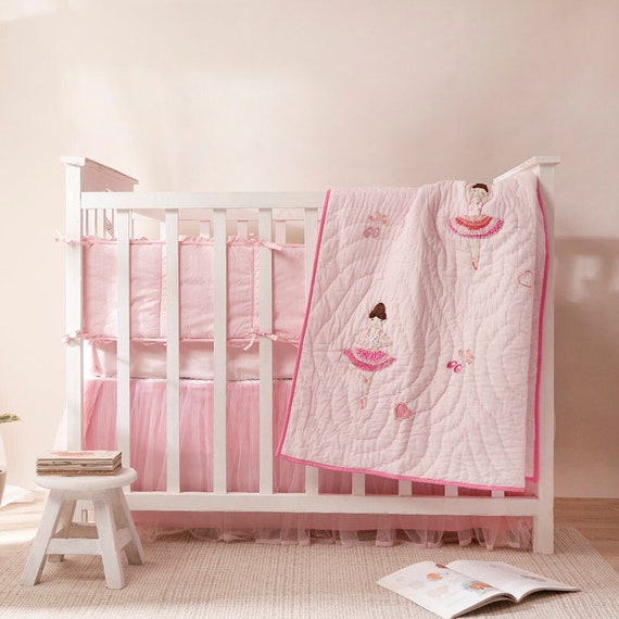 Ballerinas Tutu Dance Baby Toddler Quilt Pink White Nursery Bedding Free Personalization Etsy