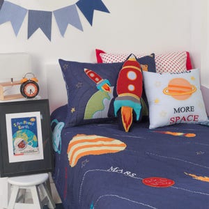 3..2..1..Despegue Juego de ropa de cama para niños / Decoración de la habitación para niños / Sistema solar Cohete Nave espacial Kid Room Boy Ropa de cama Personalización gratuita imagen 3