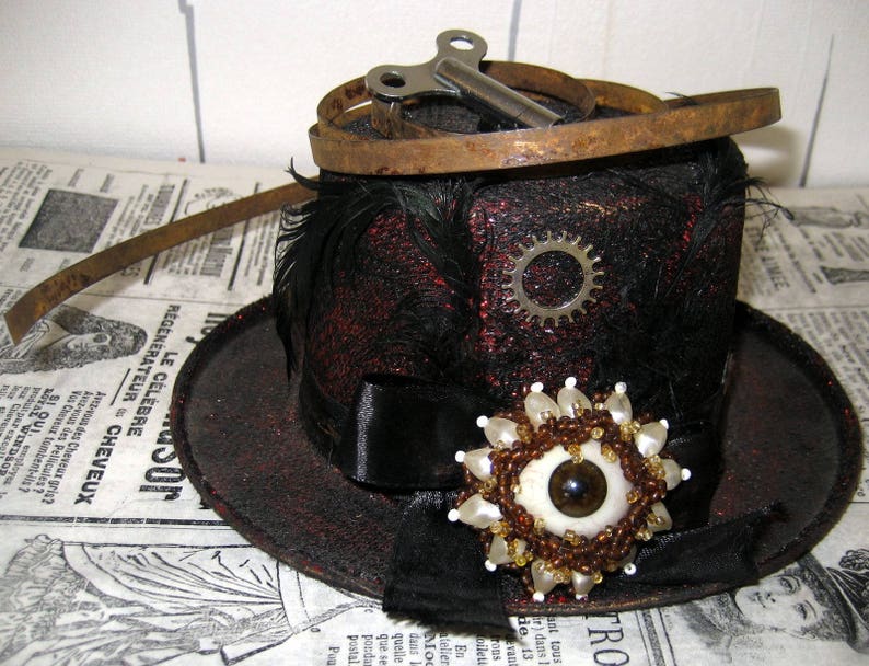 Handgemaakte Steampunk mini hoed afbeelding 1