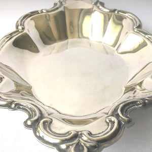Fluted Edge International Silver Plate Serving Tray, Jewelry Dish, Candle Holder, Nut or Candy Dish | Art Nouveau Repousse Detail & Style