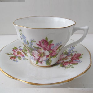Romantic Clare Pink Wild Rose Bone China Tea Cup and Saucer  Made in England -  Feminine, Pretty, and Cute!