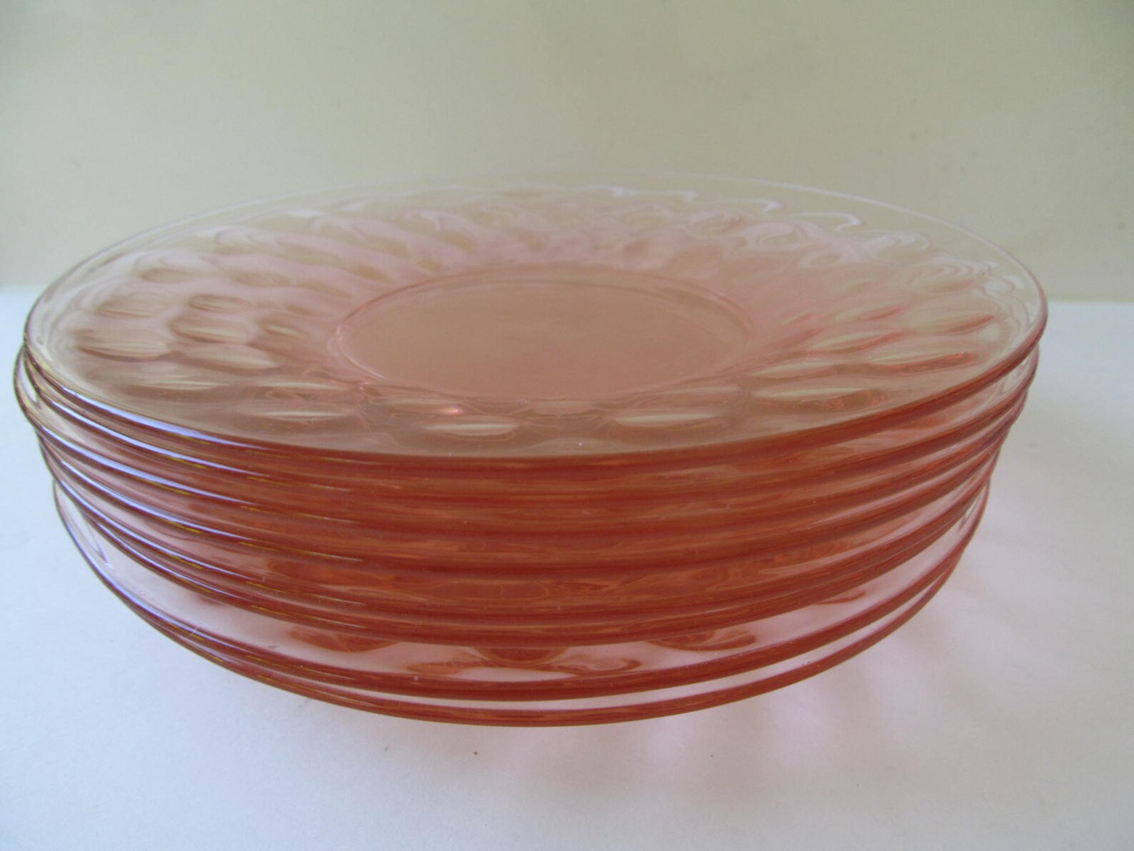 1930s Heisey Yeoman Pink Flamingo Optic 7 Salad Plates Etsy