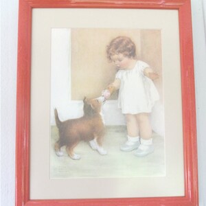 Vintage Bessie Pease Gutmann Framed, Matted Print with Companion Poem, Artist Bio - Perfect for Nursery, Toddler&#39;s Room, Baby Shower, More!