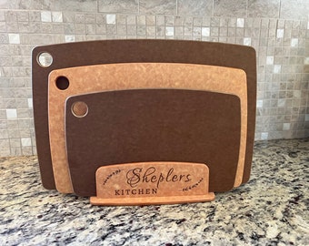 Handcrafted Recycled Paper Composite Cutting Board Set with a Personalized Stand/Personalized/Wedding Gift/Anniversary