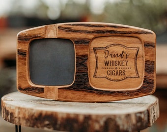 Toasted White Oak Whisky & Cigar Tray/Cigar Lover/ Whisky Lover/ Personalized/Groomsmen/Father's Day/Cigar Accessories/Whisky Accessories