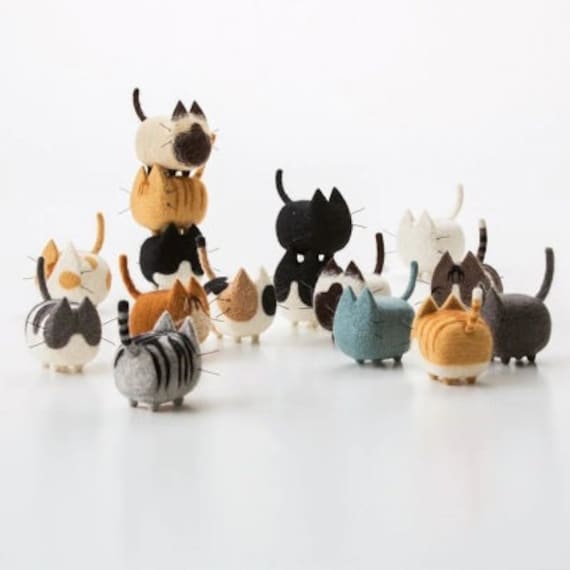 DIY Beginner Needle Felting Kit Colourful Cats and Dogs 2 Kits Etsy