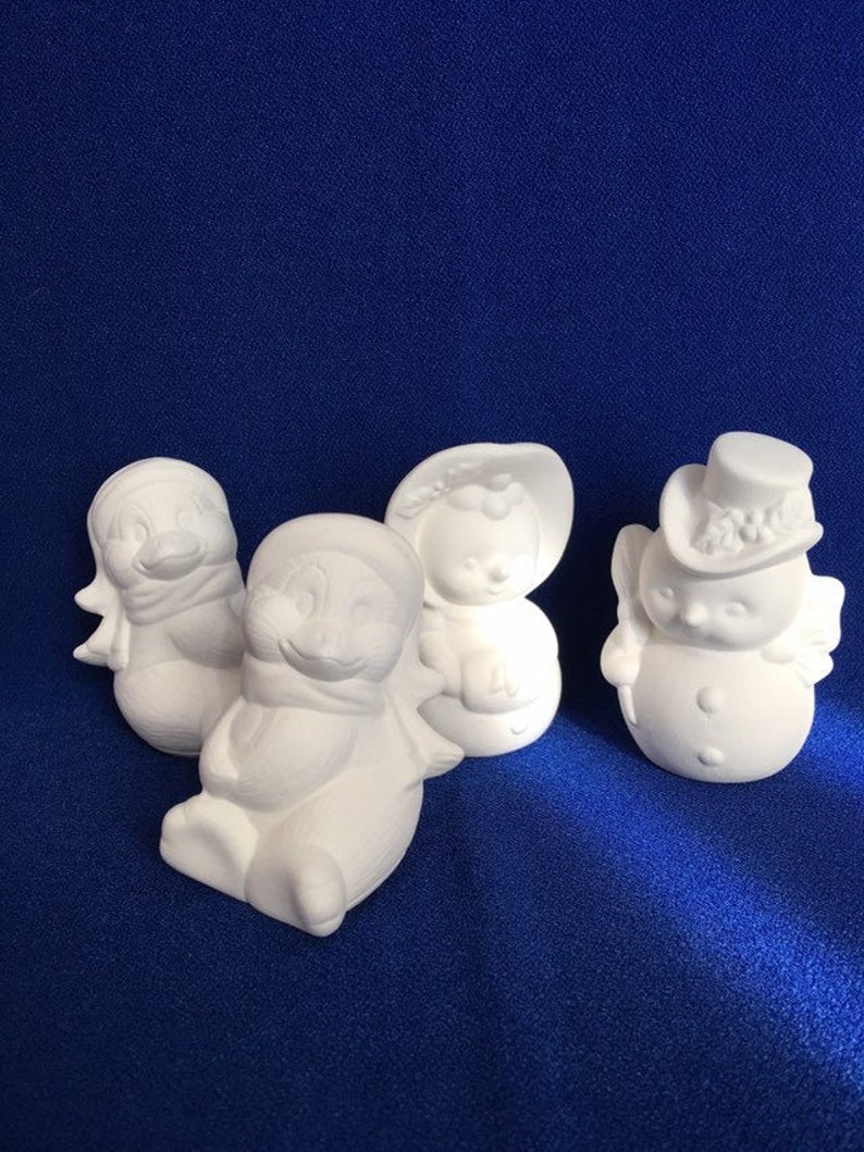 Ready To Paint-SNOWMEN /& PENGUINS-Set of 4