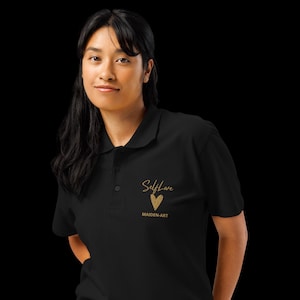 Self-Love Premium Pique Polo Shirt - Embroidered Unisex Polo, Handmade, Sustainable, Comfortable Fit, Classic Style