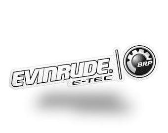 Evinrude BRP E-Tec (White Background)- Bass Boat Carpet Graphic - Decal Logo