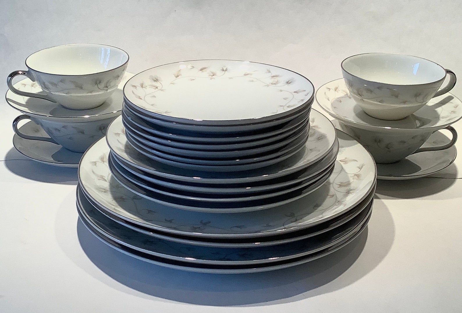 Vintage Mikasa Fine China Old Eclipse Pattern 4 Cups & Saucers Etsy