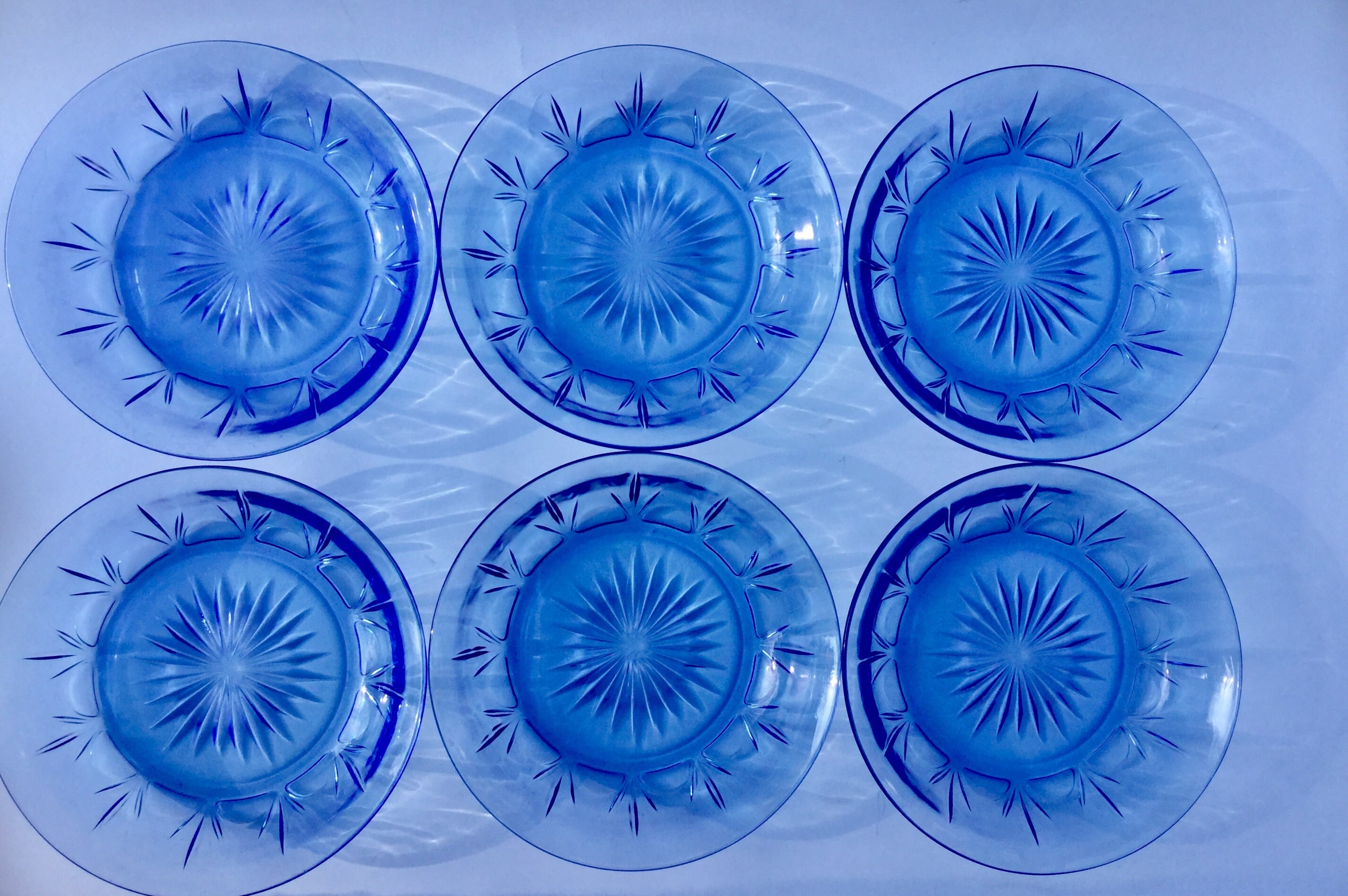 Six Cobalt Blue Glass Soup/Salad Bowls by Fostoria in the Etsy