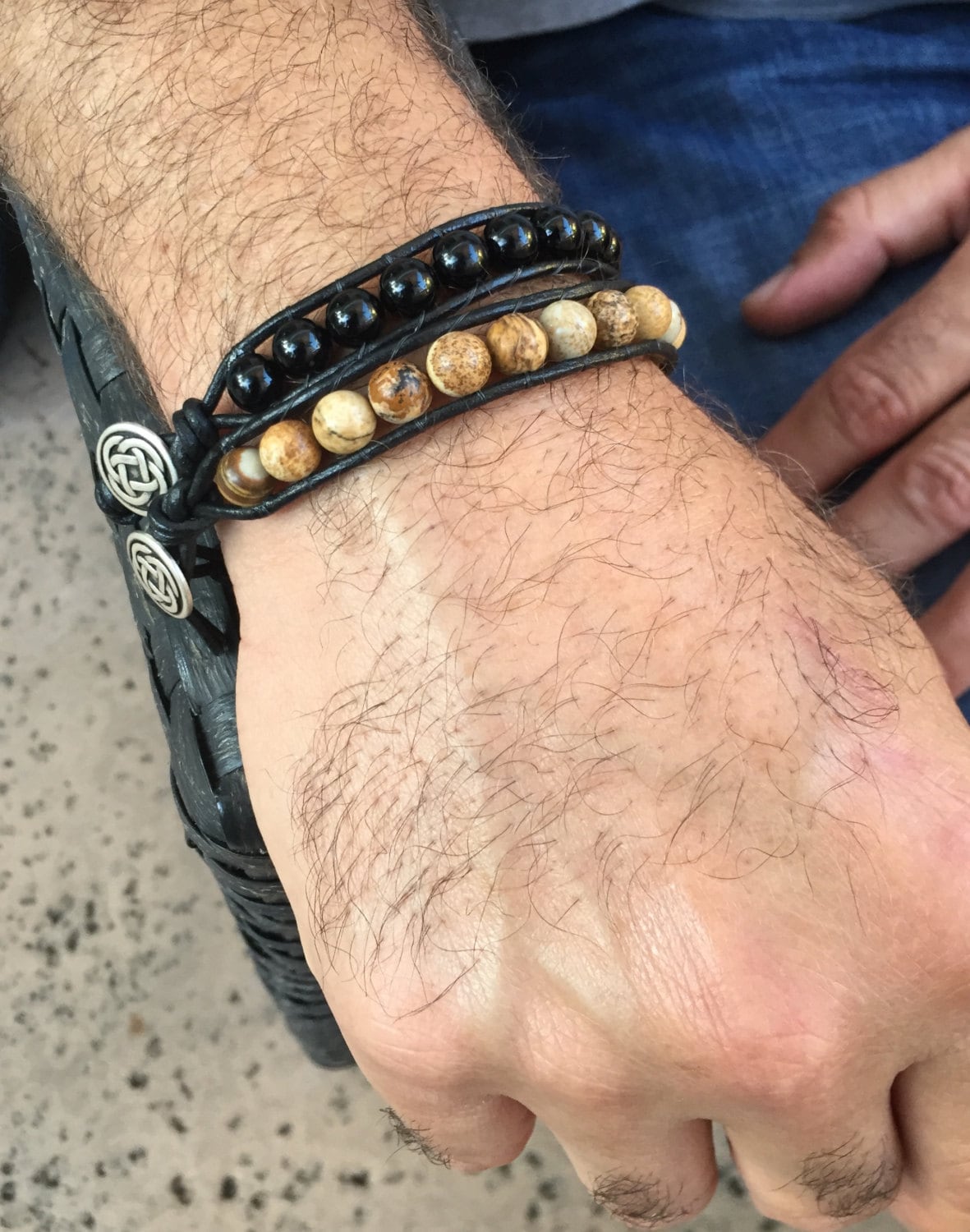 Mens irish store leather bracelets