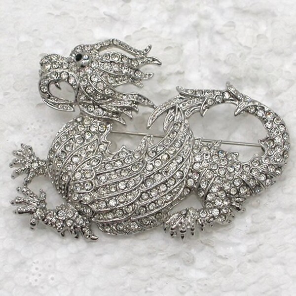 Dragon Brooch Pin Crystal unsigned famous designer NWOT statement piece  shipping only to USA 48 states