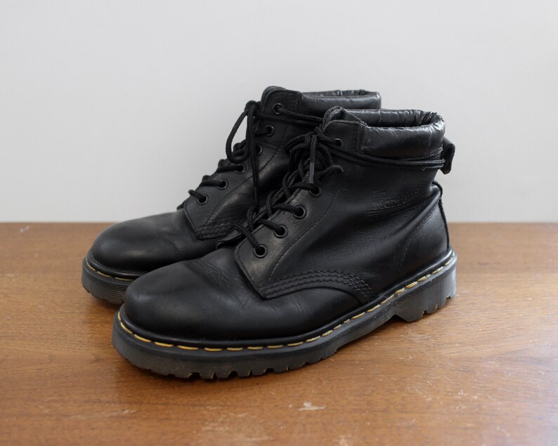 Dr Doc Martens Boot Black Leather Ankle Work Boots 90's Made in England