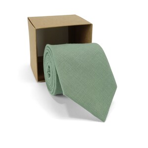 Handmade Linen Tie: Bright Sage Green Necktie