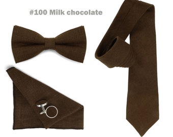 Milk Chocolate Bow Ties: Unveil 7 Exquisite Shades of Deep Brown Elegance in Our Collection of Neckwear .Necktie,Handkerchief,Braces.