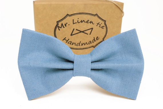Buiten adem Vervoer Floreren Hemelsblauw strikje blauw linnen strikje bruiloft stropdas | Etsy België