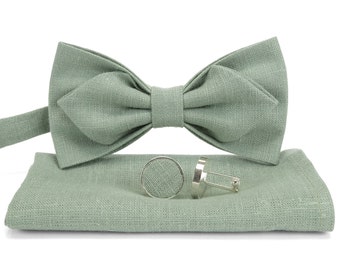 Light sage green bow tie.Pre-Tied Adjustable Diamond Tip Bow Tie.Sage green necktie.Light sage green tie.Diamond Tip Bow Tie.Noeud papillon.