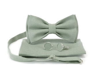 Nœud papillon vert sauge, cravate de mariage, cravate vert clair, cravate de garçons d'honneur, cravate verte, nœud papillon vert pour homme, nœuds papillon, cravate