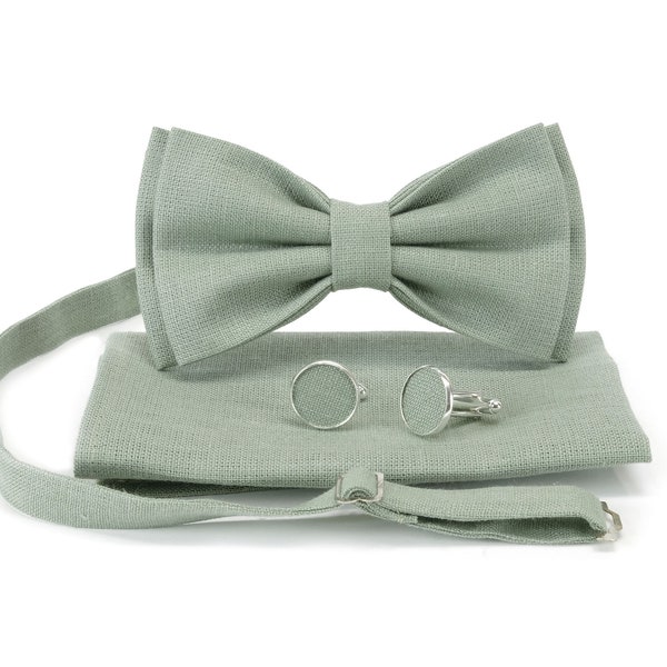 Nœud papillon vert sauge, cravate de mariage, cravate vert clair, cravate de garçons d'honneur, cravate verte, nœud papillon vert pour homme, nœuds papillon, cravate