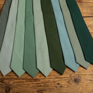 Cravatta in lino in 9 tonalità di verde: verde salvia e verde eucalipto / Cravatte da matrimonio fatte a mano per uomo e ragazzo, accessori per lo sposo