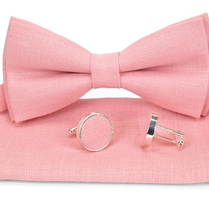 Pink color, bow tie, noeuds papillone, linen necktie, groomsmen necktie, pink necktie, pink bow tie for men,kinder fliegen