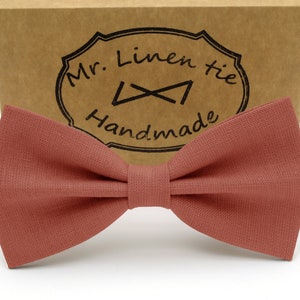 Rusty rose bow tie,  linen bow tie, wedding necktie, linen necktie, groomsmen necktie,  necktie, bow tie for men, tie