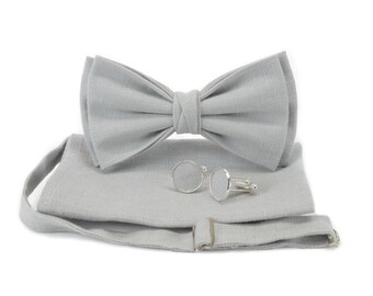 Light grey Color Bow Tie, Grey bow tie, Light grey necktie, Noeud Papillon Gris Clair, Hellgraue Fliege, Hellgraue Krawatte,  Graue Krawatte