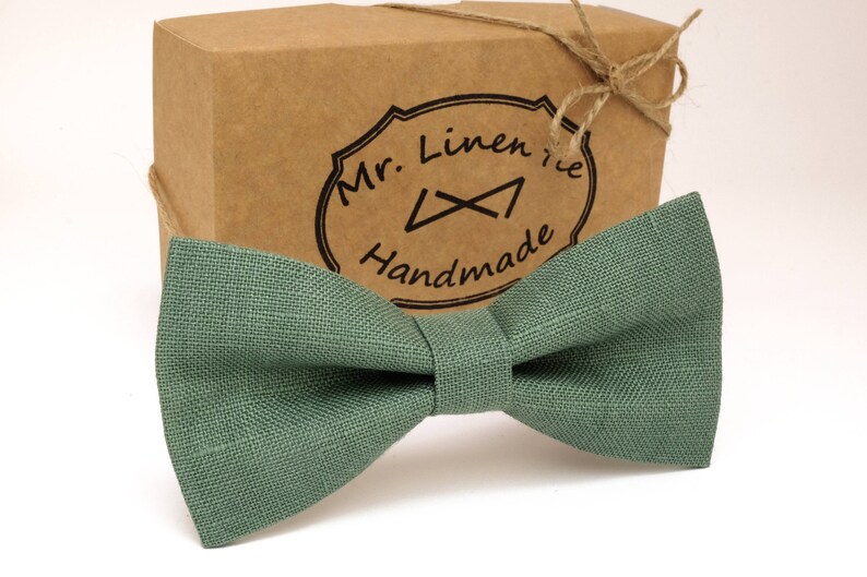 Noeud papillon vert sauge cravate de mariage cravate lin  Etsy