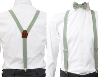Sage Suspenders.Personalized suspenders.Engraved braces .Elastic-linen braces.Custom suspenders.Boys suspenders.Elastic suspenders.