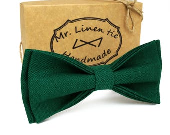 Emerald color, green color , linen bow tie, wedding necktie, linen necktie,  groomsmen necktie,  necktie, bow tie for men