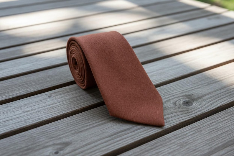 Roest linnen bruiloft vlinderdas, bretels, stropdas Adult's Narow Tie