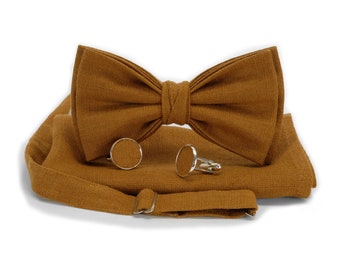 Cinnamon Bow Tie, Cinnamon Necktie , Noeud Papillon cannelle, Krawatte In Zimtfarbe , Fliege in Zimtfarbe, Groomsmen Suspenders,Brown color