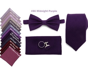 Midnight Purple Bow Tie: Explore Our Stunning Collection of 13 Luxurious Shades of Purple in Neckties, Bow Ties, Cufflinks, , and Suspenders