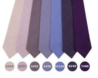 Neckties in Light Plum, Lilac Color, Dusty Purple, Violet Color, Purple, Midnight Purple.Prouf Stoff, Fabric example,Stoffbeispiel,