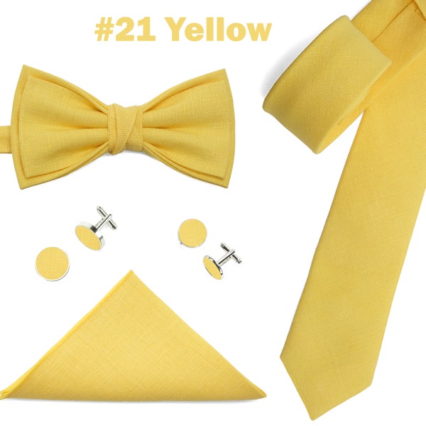 Yellow Bow tie,cufflinks, Pocket square, Mustard men's fashion, Necktie fashion, Fashion accessories, Men's accessories, Men's fashion,