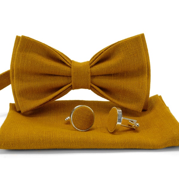 Honey bow tie.Honey necktie.Honey color tie.Mustard color bow tie.Honig Fliege.Honig Krawatte.Noeud papillon miel. Cravate miel.Mustard