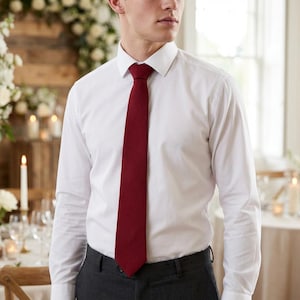 60 couleurs : cravate ou noeud papillon en lin rouge bordeaux - choisissez votre article et la couleur - cravate, pochette de costume, bretelles et tailles garçon - mariage personnalisé