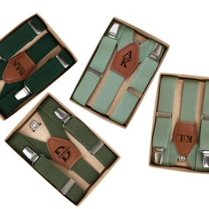 Gegraveerde bruiloftbretels – groene elastische bretels, cadeau bruidsjonker